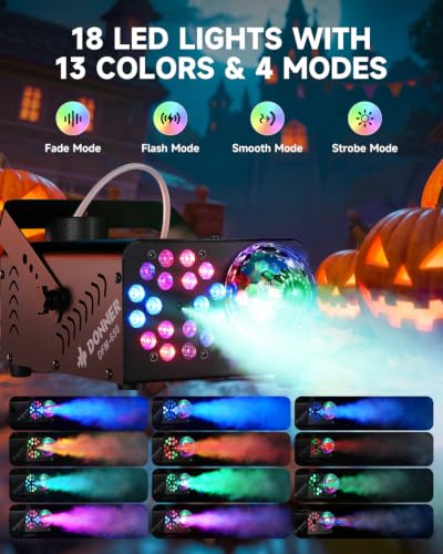 Fog Machine, Smoke Machine with Disco Ball Lights, 18 LED Beads & 13 Colors - image 3