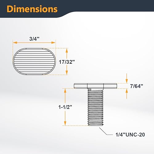 Miniatura 27 de POWERTEC Paquete de 20 pernos de riel en T de 5/16"-18 para pista en T, pernos de ranura en T de 1-1/2 pulgadas de largo para pista en T universal
