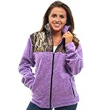TrailCrest Women's C-Max Full Zip Fleece Jacket, Mossy Oak Country DNA Camo (Purple Heather - X-Larg