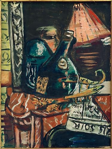 Toile peinture murale abstraite Max Beckmann nature morte bouteille et bouddha 60x90