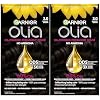 Garnier Olia Hair Color, Ammonia-Free Permanent Hair Dye, Oil-Powered Formula for 100% Gray Coverage and 3x Shinier Hair, Vegan & Cruelty Free, 3.0 Darkest Brown, 2 Count