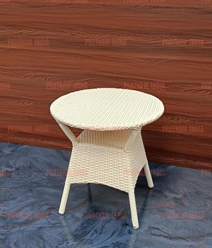 Image of Outdoor Indoor 4+1 Piece All Weather Wicker Patio Chair and Table Set with Iron Frame for Balcony Garden Poolside Deck (Cream)