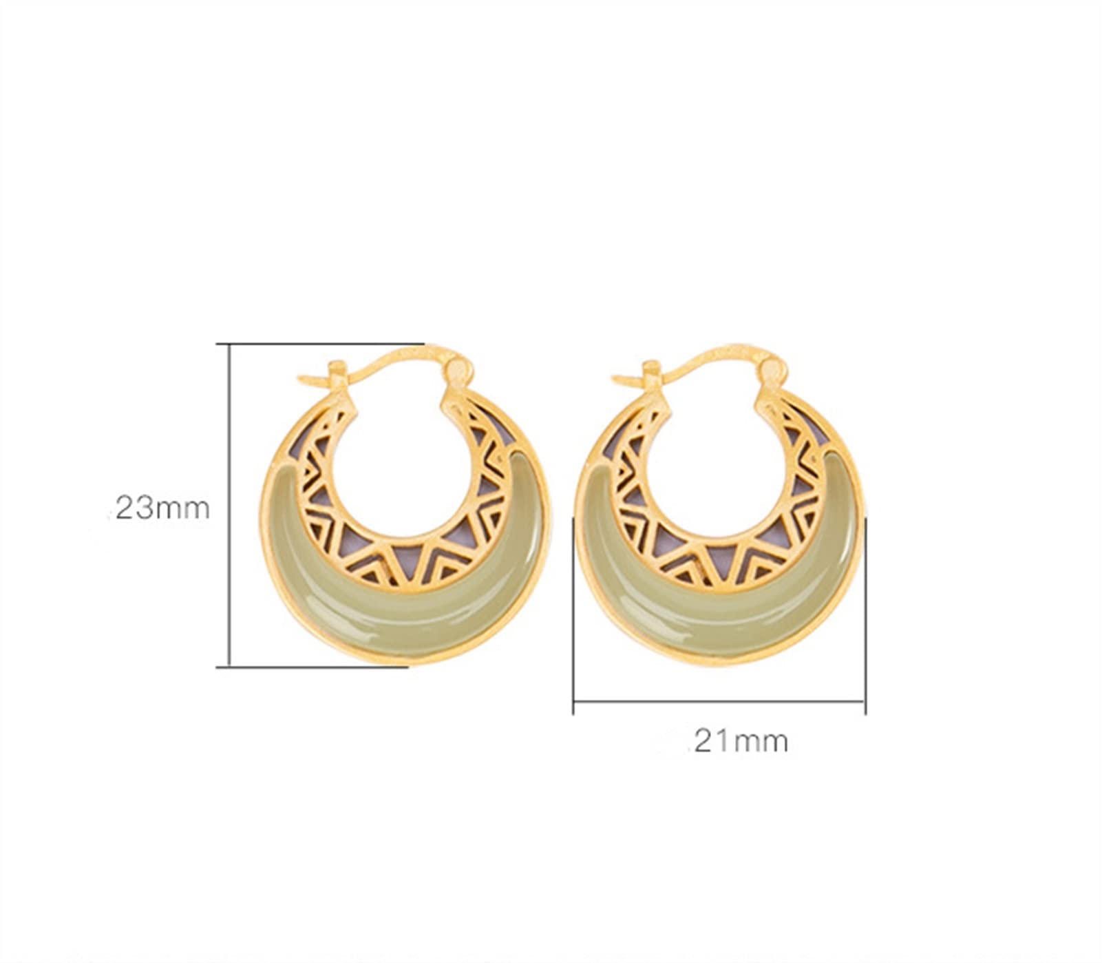 Pendientes de plata S925 chapados en oro con esmeralda para mujer, aretes sencillos con forma de luna, aretes de plata para novia