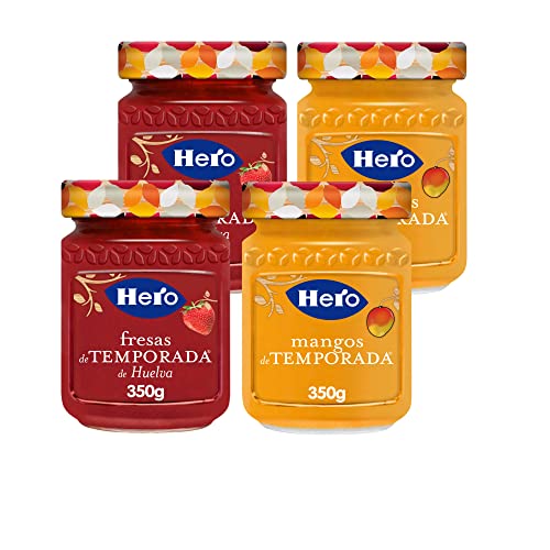 ¡Mermeladas Hero Temporada: Fresa y Melocotón (Pack de 4) 100% Natural!
