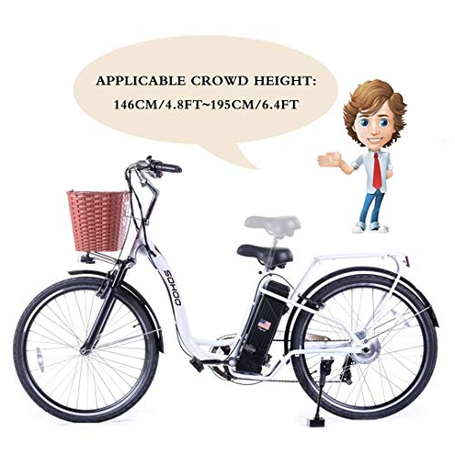 SOHOO 36V350W10AH 26” Adult Step-Thru City E-Bike Mountain Electric Bicycle Beach Cruiser