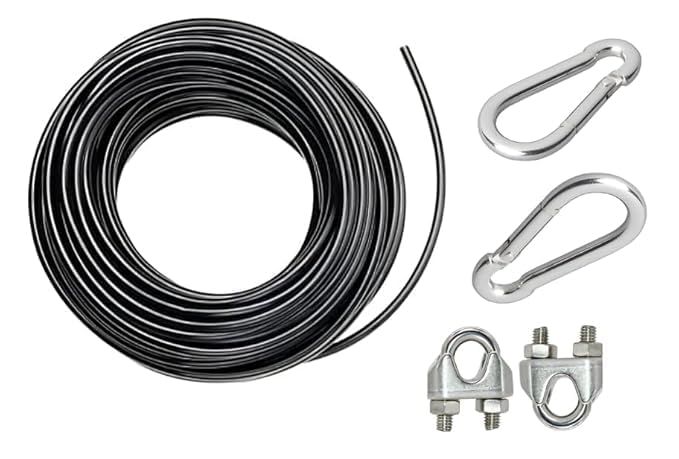 Gym Machine 10 Mtr Cable Wire 2 Free Snap Hooks and U Lock | 5mm Thick Heavy Duty Steel Wire Rope for Pulley System-image-2