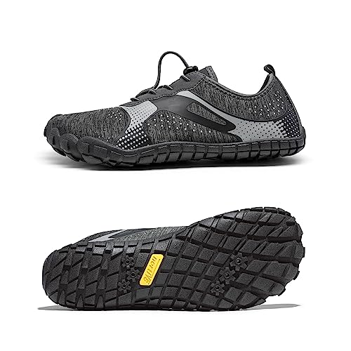NORTIV 8 Men's Water Shoes Barefoot Athletic Lightweight Sports Aqua Shoes Outdoor Swim Fishing Hiking Diving Surf Walking Water Shoe TREKMAN 7 Dark/Grey