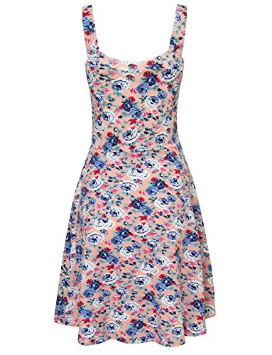 Tam Ware Womens Floral Print Adjustable Strap Skater Mini Dress Twcwd111-Pink-M #TOP2