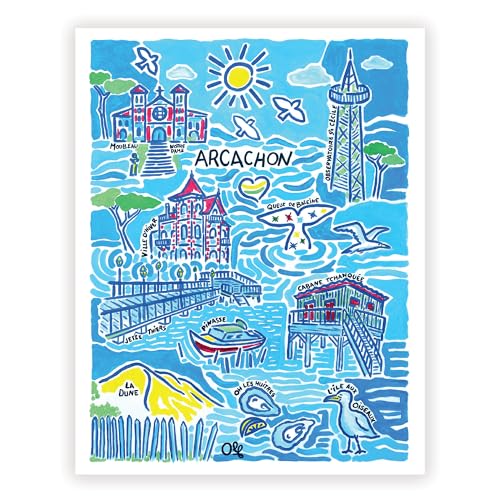 Affiche Arcachon pour salon océanique reproduction d'art déco murale grand format