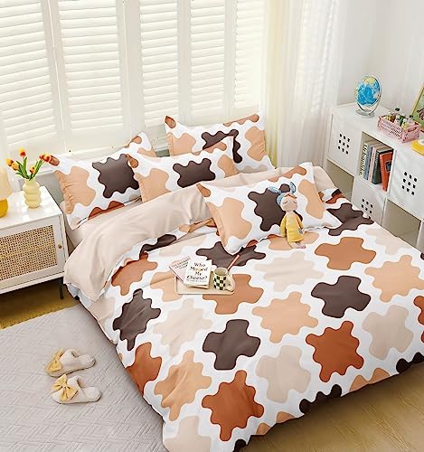 Image of TIB The Intellect Bazaar Glace Cotton Elastic Fitted Bedsheets King Size | Bedsheet for Double Bed with 2 Pillow Covers (72 inch x 78 inch or 182 x 152 cm) Square-Multi