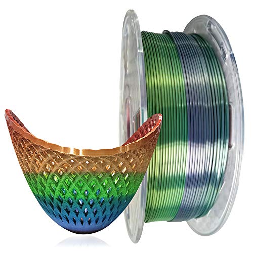 KEHUASHINA Filamento 3D PLA seda multicolor, arco iris, carrete multicolor de 1 kg que cambia gradualmente - filamento de 1,75 mm de diámetro - suministros para impresoras 3D