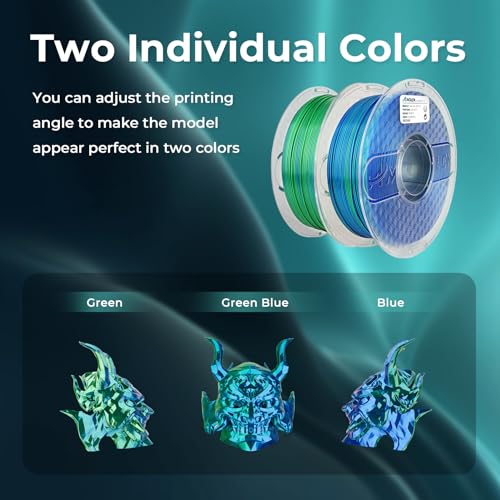 Image of AMOLEN Silk PLA 3D Printer Filament, Silk Dual Color Blue Green PLA Filament 1.75mm, Shiny Coextrusion PLA Filament, Color Change 3D Printing Filament 1KG /2.2lb