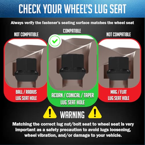 Image of Wheel Accessories Parts 20 Pcs 1 /2 inch-20 Thread Open End Bulge Acorn 21mm Long Lug Nuts Black 3 /4 inch 19mm Hex Fits Ford Mustang ｜ Jeep Wrangler ｜ Dodge Charger Challenger ｜ Plymouth Cuda