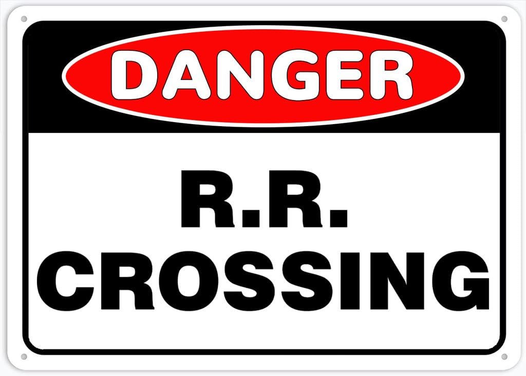 8"x12" Aluminum Metal Sign - Danger Safety Sign RR Crossing - For Garage, Parking, Yard, Road Warning