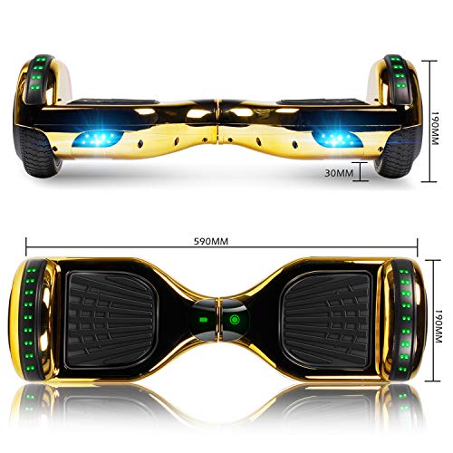 Felimoda Hoverboard with Bluetooth, 6.5” LED Light Wheel Self Balancing Scooter, Two-Wheel Hoverboard, Electric Scooter for Kids & Adult, UL2272 Certified Self Balancing Hoverboards - Golden