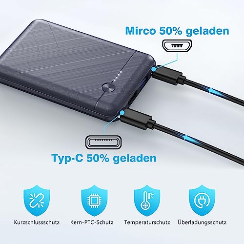 Powerbank 5000 mAh von EVARY mit USB-C und Mikro-Eingang