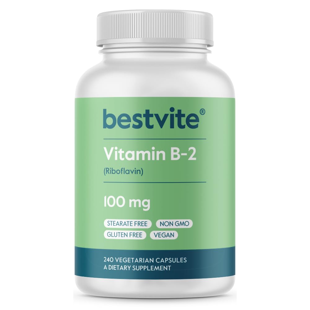 BESTVITE Vitamin B-2 (Riboflavin) 100mg (240 Veg Caps) - No Stearates