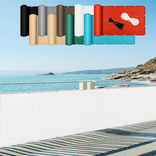 Bâche d'intimité de balcon blanche 40x300 cm pare-brise de terrasse - 2