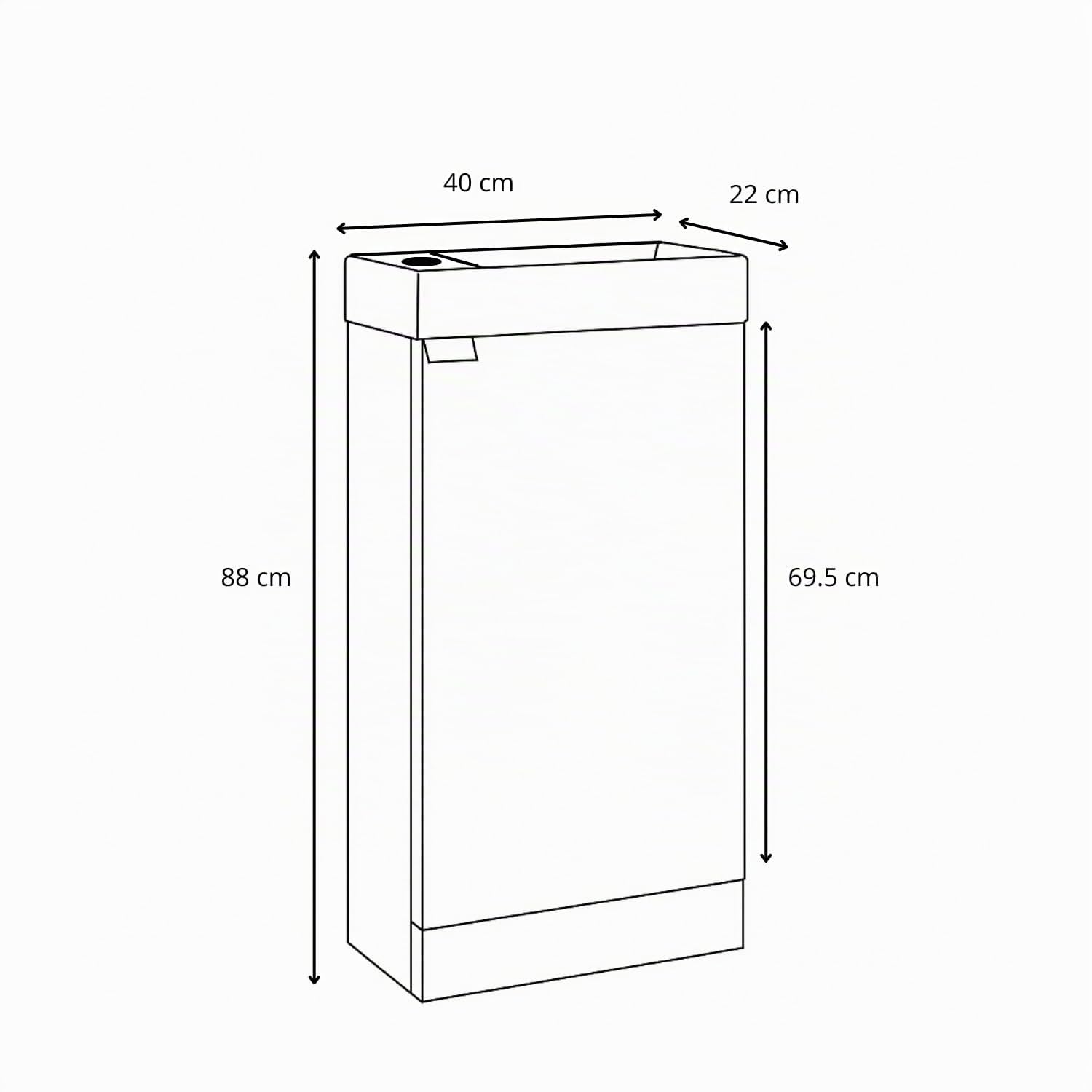 Badplaats B.V. Toiletmöbel Orion - 40 x 22 cm - Eiche Hell - Stand-WC-Möbel - Platzsparend - Hängeschrank für Gäste WC