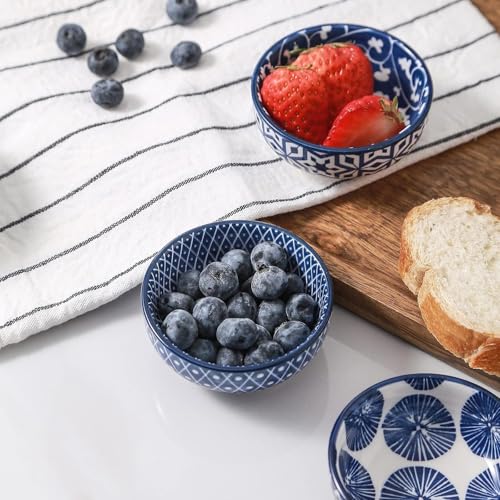 Selamica Ceramic Mini Dipping Bowls 3 inch Soy Sauce Dish Set, 2.7 oz Small Dip Bowl for Side Dish, Appetizers, Sushi, BBQ, Set of 6, Vintage Blue - Image 6