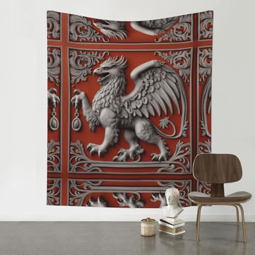WZYWHJ Griffin relief Prints Decorative tapestry 60x51 inch Suitable for wall hanging, dormitory