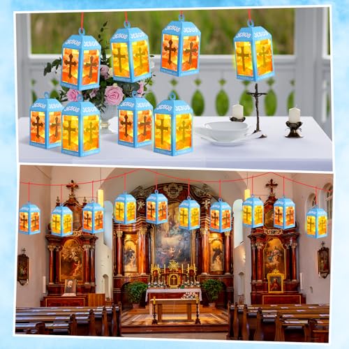 Lanternes chrétiennes en papier Simgoing avec bougies LED pour VBS et école du dimanche Lot de 12 - 7