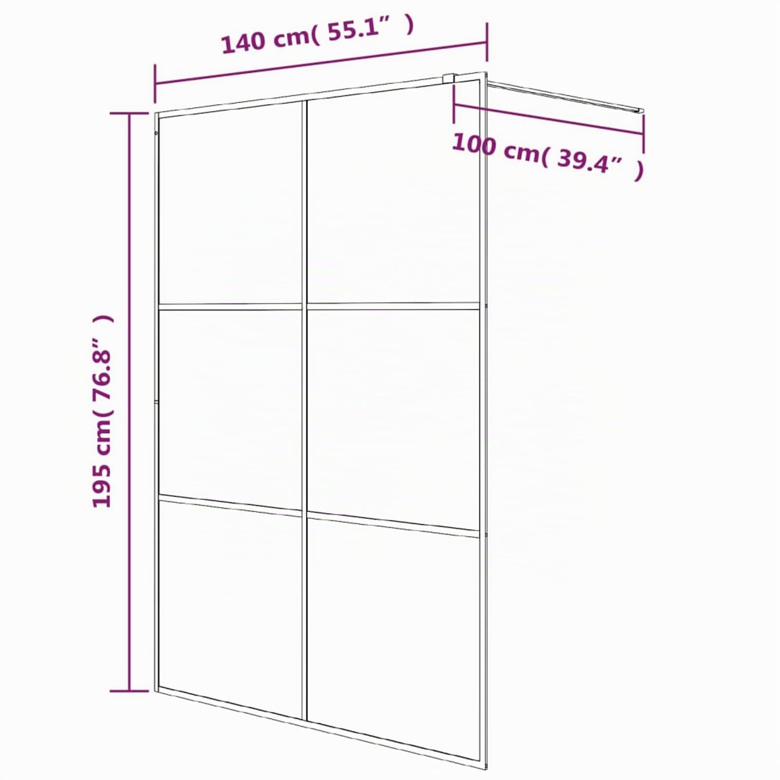 IKAYAA Mampara Ducha Fija 140x195 cm - Mamparas de Ducha Transparentes - Mamparas de Ducha Fija con Cristal Templado 5 mm - Mampara Fija Vidrio ESG Negro