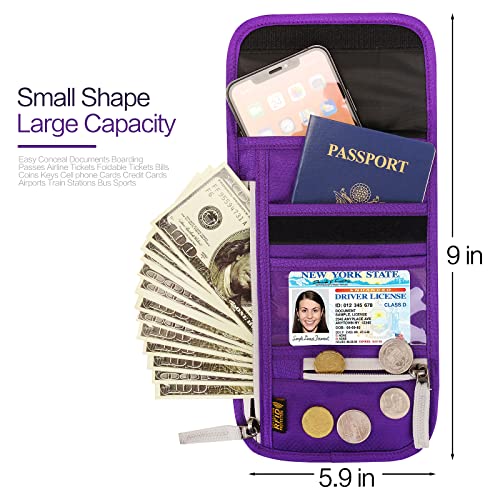 Image of Neck Wallet Lightweight RFID Blocking Waterproof Travel Pouch Passport Wallets for Women Men