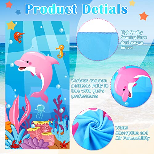 Boyiee AN-BOYIEE-400176 4 Pcs Beach Towels For Kids Baby Beach Towel Kids Beach Towels Girls Beach Towels Unicorn Mermaid Dolphin Flamingo Towel thumb #2