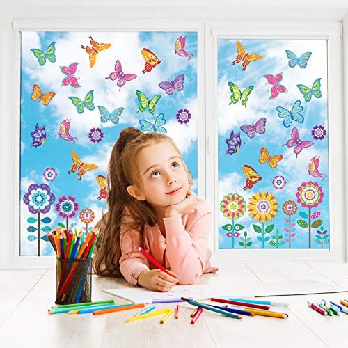 72 Pieces Large Size Spring Window Clings Flowers Butterfly Windows Clings Decals Anti Collision Glass Windows Stickers For Baby Shower Decoration Party Supplies #TOP4