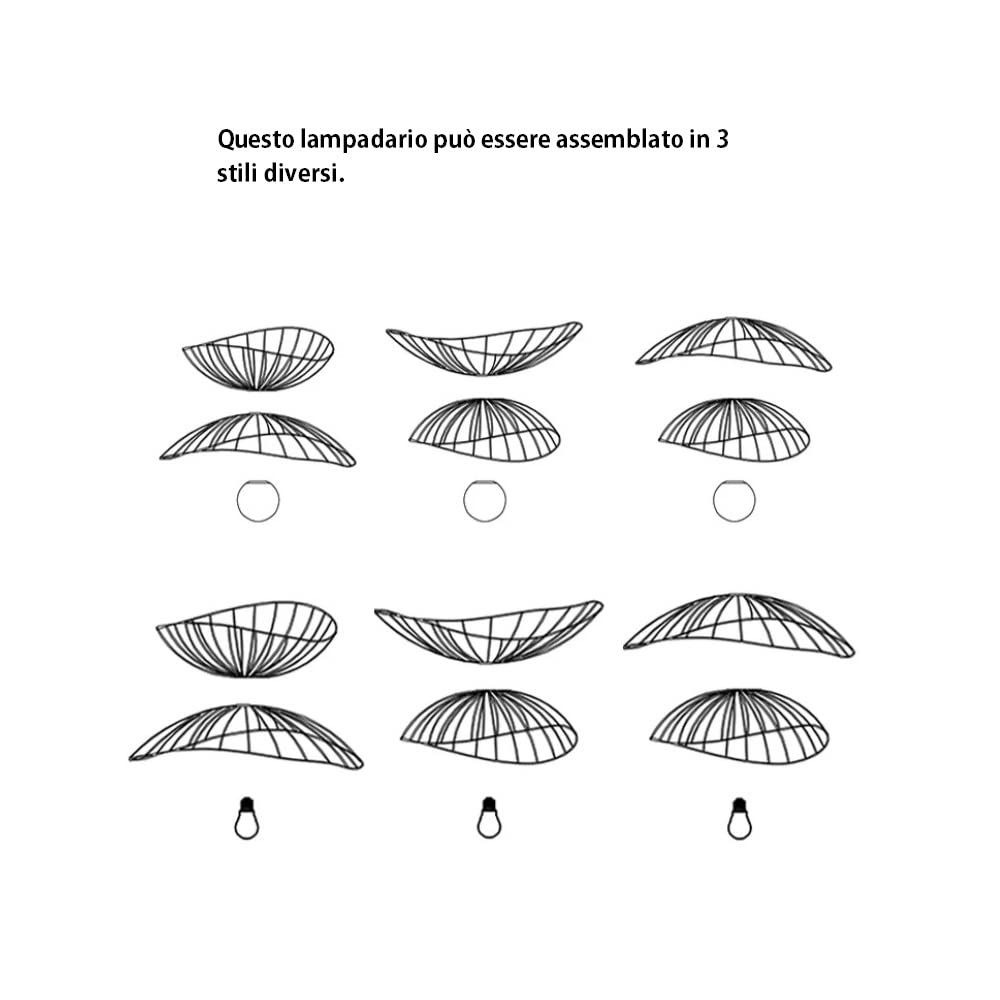 Lampadario Sospensione Moderno In Ferro - Design A Fasce, Attacco E27, Max 60W, Bianco O Nero - Foto 13