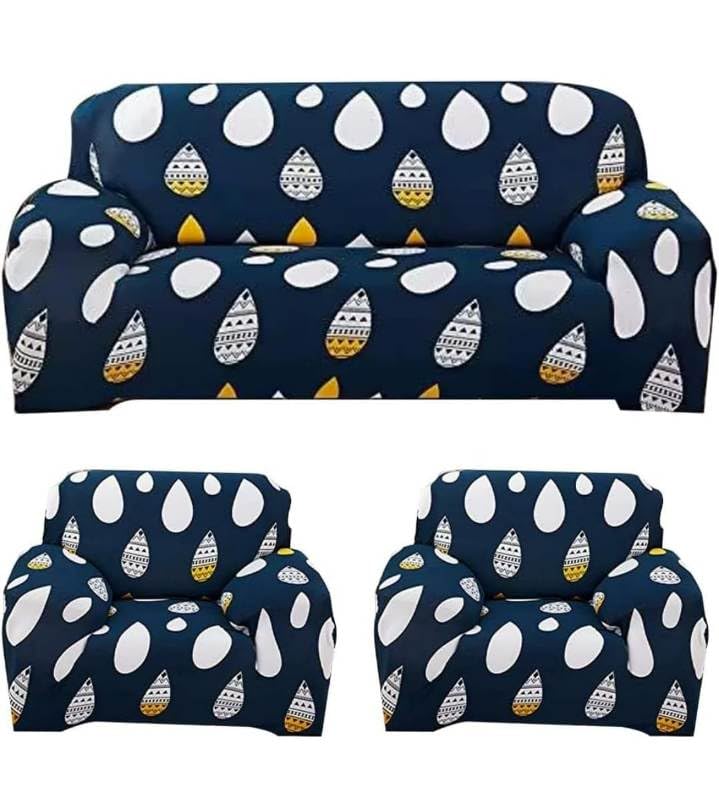 Image of HK Printed 5 Seater Sofa Cover Big Elasticity Cover Stretch Universal Sofa Slipcover 5 Seater (3 Seater Size 185-230cm and 1 Seater Size 90-145cm)