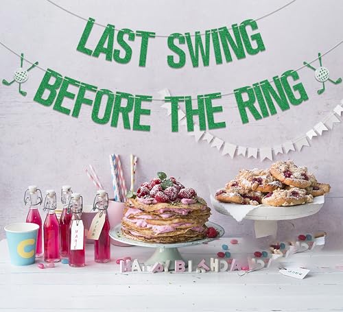 Image of Last Swing Before The Ring Banner,Golf Bachelorette Bridal Shower Party Decor,Same Hole Forever,Golf Bachelorette Engagement Wedding Bridal Shower Party Supplies Green Silver