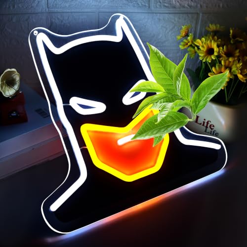 Image of Bat Neon Sign for Wall Decor Anime Neon Light for Man Cave Bat Birthday Gifts for Man Boys Fans Teen Dimmable LED Anime Light for Bedroom Game Room Comic Shop Home Bar Office Size13.2*12.6in(FMA125)
