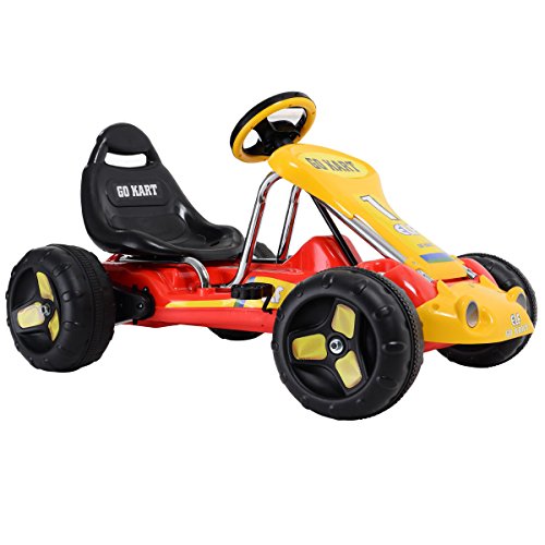 Review Of KIDSFUN Red Powered Go Kart 4 Wheel Kids Racer Ride on Car Stealth Pedal Toy Outdoor New