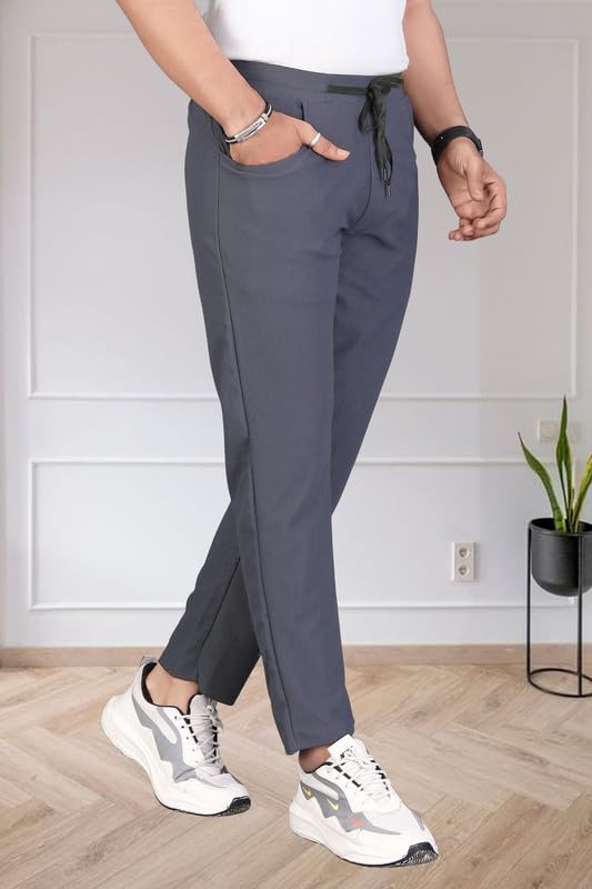 Image of HOODMASTER Men's Polyester Blend Track Pant with Drawstring Classic Style Regular Fit Solid Pattern and Standard Length | Mens Casual Daily Use Track Pants | Soft Fabric Modern Casual Track Pant
