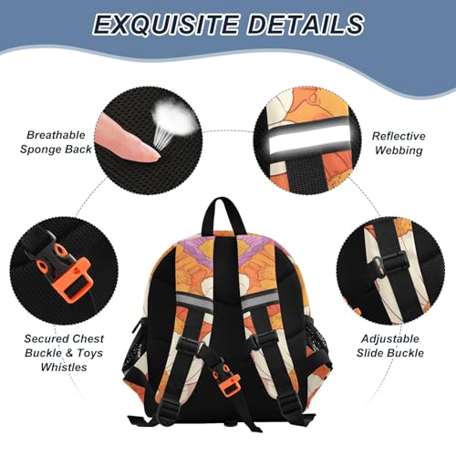 Kid's Backpack for Boys & Girls Toddler Bag Red and White Flower Backpack with Safety Leash3