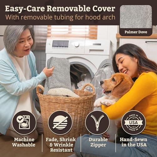 Image of Snoozer Rectangle Cozy Cave Dog Bed, Hooded Dog Bed, Palmer Dove (M)