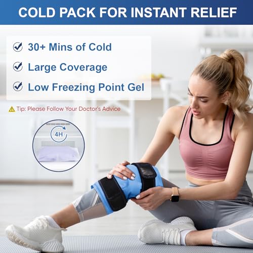 apexup ice pack for knee pain relief large reusable wrap after surgery flexible gel cold pack for injuries pain relief for back shoulder elbow ankle and leg blue l 1pk