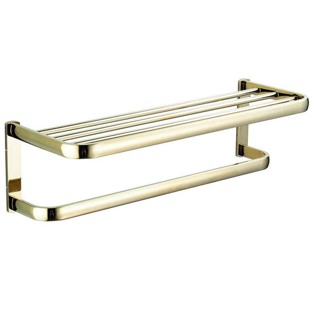 Toallero Simple, Estante De Baño Doble, Hotel, Muebles, Latón, Estantes De Almacenamiento, Dorado, Fácil De Instalar