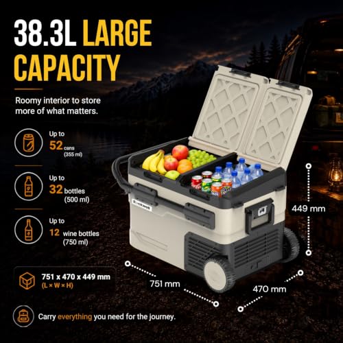 Image of Rockwell RMC40DLX Car Cooler /Freezer, Portable Fridge for Outdoor Adventures, 240V AC Power Cord & 12V Car Adapter