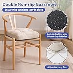 Chair Cushions, Memory Foam Dining Chair Cushions, Tufted Indoor Chair Pads, Set of 4, 16.5' x 16.5' x 3.5', Beige - Image 4