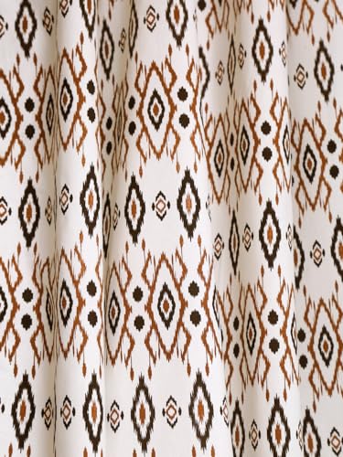 Image of Cortina 100% Cotton, Bohemian Tasseled Boho Print, Room Darkening Curtains for Window (with Back Tabs) - 9 Feet, Brown, 2 Piece (Length 270 cm)