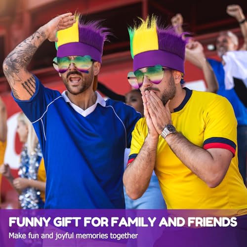 Image of Spirit Wear, Wigs and Heart Glasses for Crazy Hair Day Team Color War Fun Halloween Outfit (Mardi Gras)