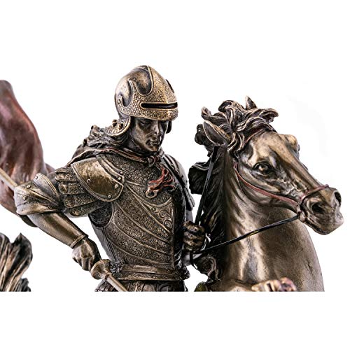 Estatua San Jorge Matando al Dragón de Bronce 10.5 in miniatura 4