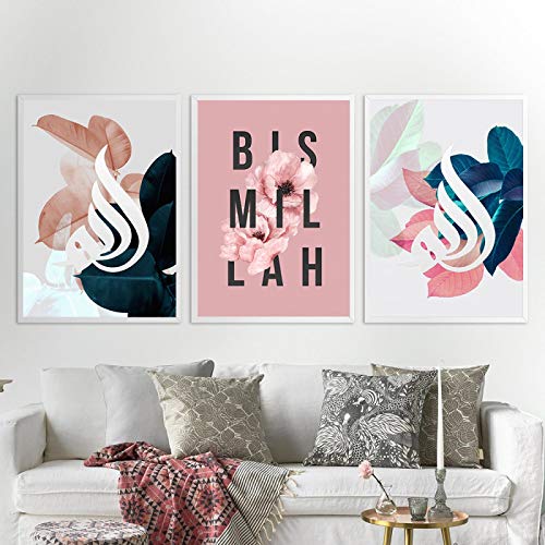 Peinture botanique islamique sur toile de qualité galerie pour salon chic