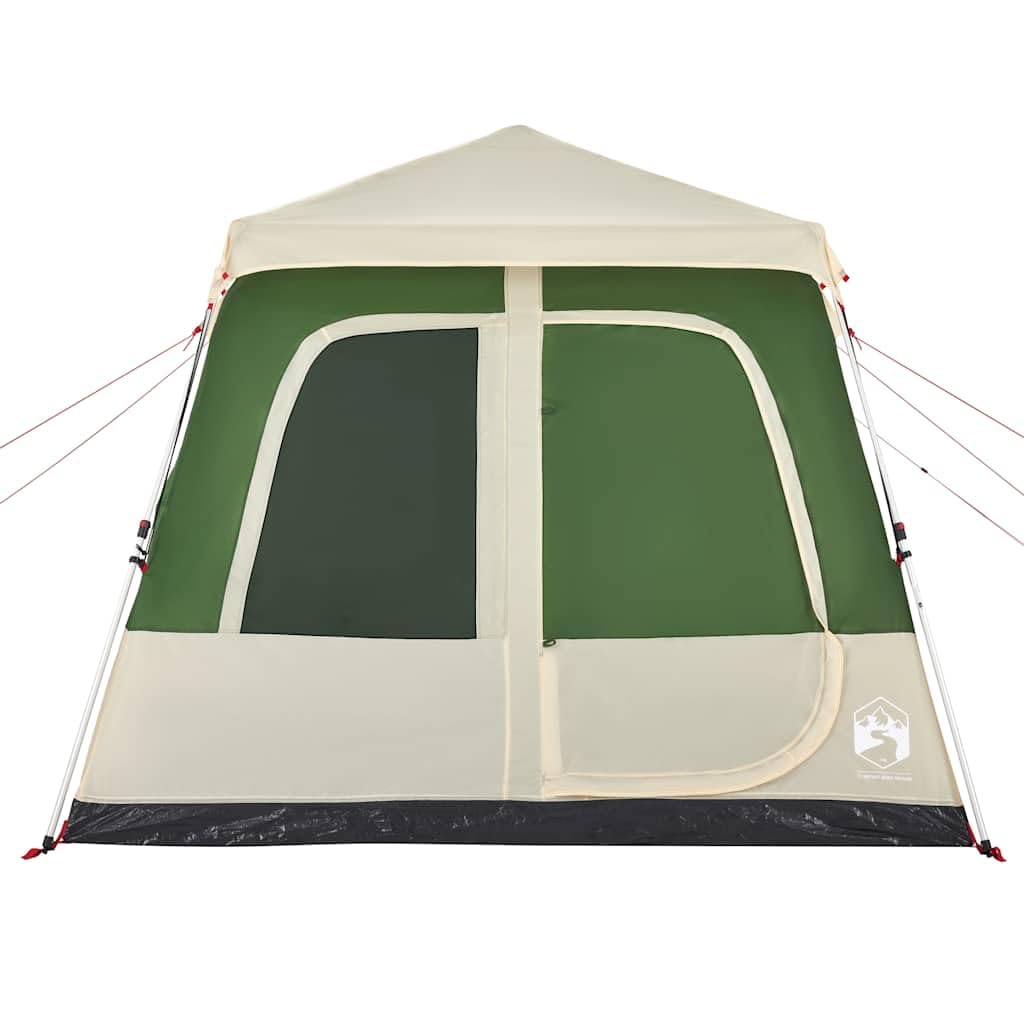 Tienda de campaña para 4 personas, con sistema de liberación rápida, para aventura al aire libre, 255 x 222 x 165 cm, incluye toldo y bolsa de transporte, color verde