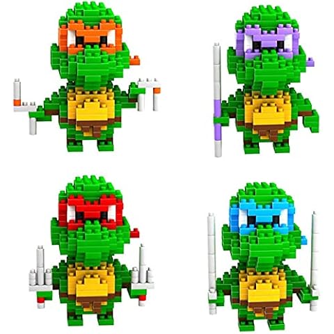 RSVT Mini Building Blocks Micro 3D Construction Blocks, 4 Pcs Teenage Mutant Ninja Turtles Model, Creative Educational Toy Gifts for Kids Children Cover
