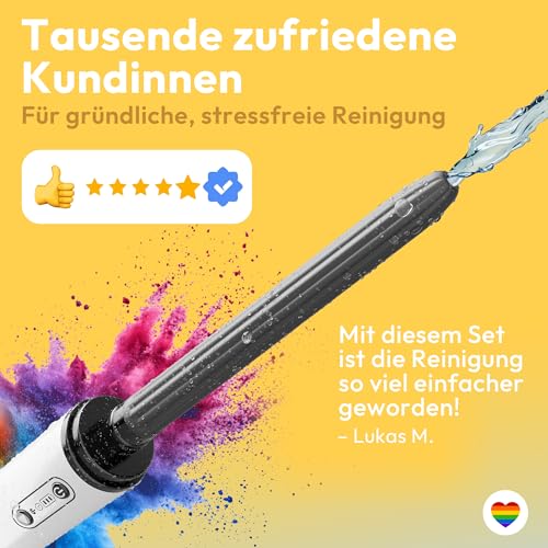 marielove Analdusche & Intimdusche 18cm auch Reinigung für Sexpuppen, Torsos & Masturbatoren – Stark + Akku + UV Sterilisator – Hygienische Anal Po Spülung & Tiefenreinigung – Version 2025