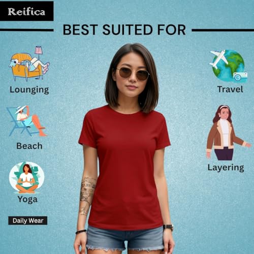Image of Reifica Women's Plain Half Sleeve T-Shirt Combo Pack of 4
